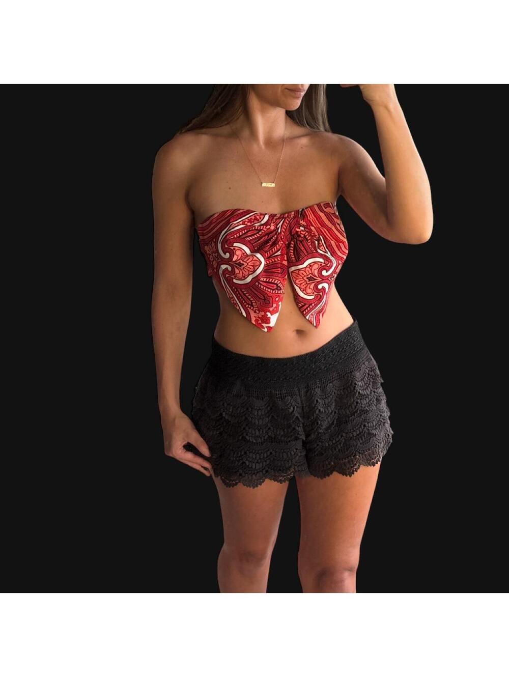 🌺 Y2K Paisley Scarf Tube Top | bow like Bandeau | Boho Festival Beach Top